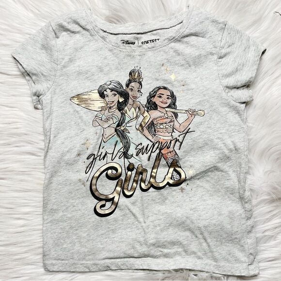 Disney Other - Disney Softest Tee Princess Girls Support Girls Short Sleeve Shirt Grey 5T